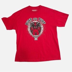 Original Rufnek Ruff and Tuff Dog Graphic Mens T-shirt Red Size XL Short Sleeve